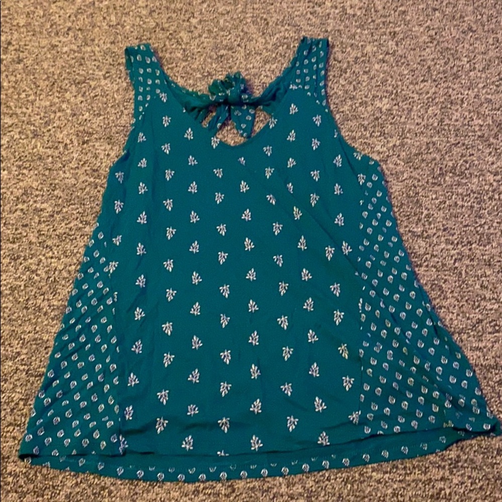 Teal twist-back tank top